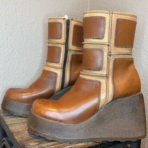 Vintage platform 90s Steve Madden patchwork boots